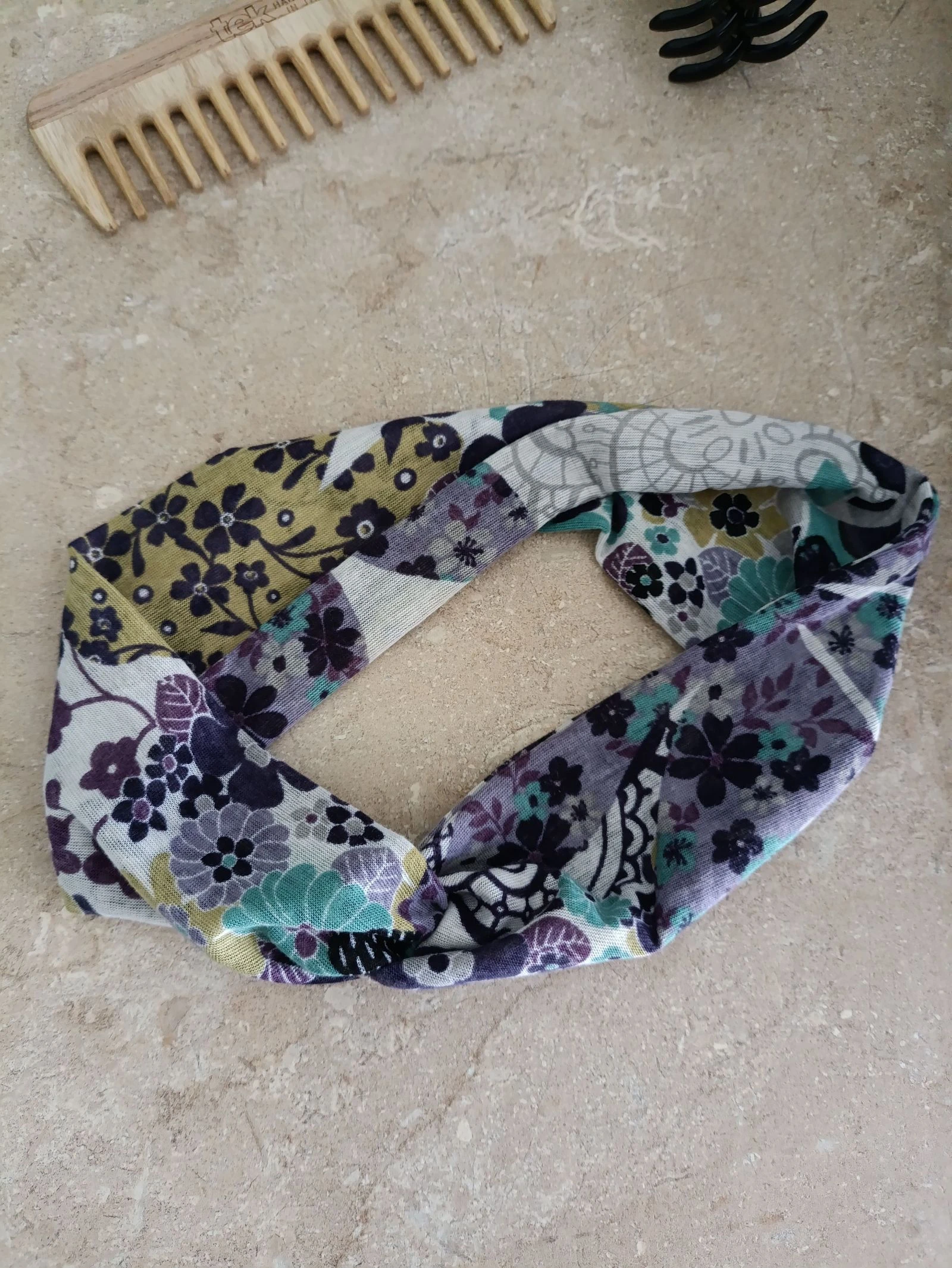 Bandeau para cabelo feminino com pequenas flores azuis - original – photo 2